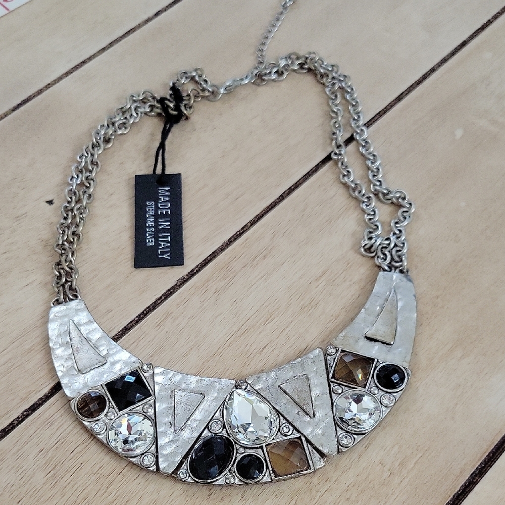 Silver and Black Statement Necklace